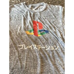 PlayStation Tee Men’s Size Small Official Japanese Burnout Gray Tee Gamer Video